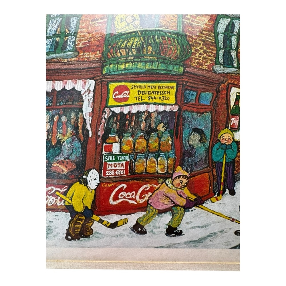 Vintage Miyuki Tanobe Montreal Street Scene Meat Deli Art Print 8x9 Coca Cola - Picture 3 of 9